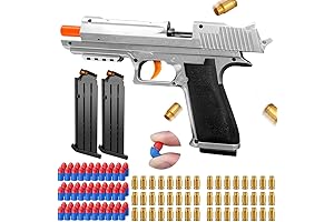 Silver Toy Shooting Gun, Educational and Safe Foam Dart Blaster for Boys and Girls