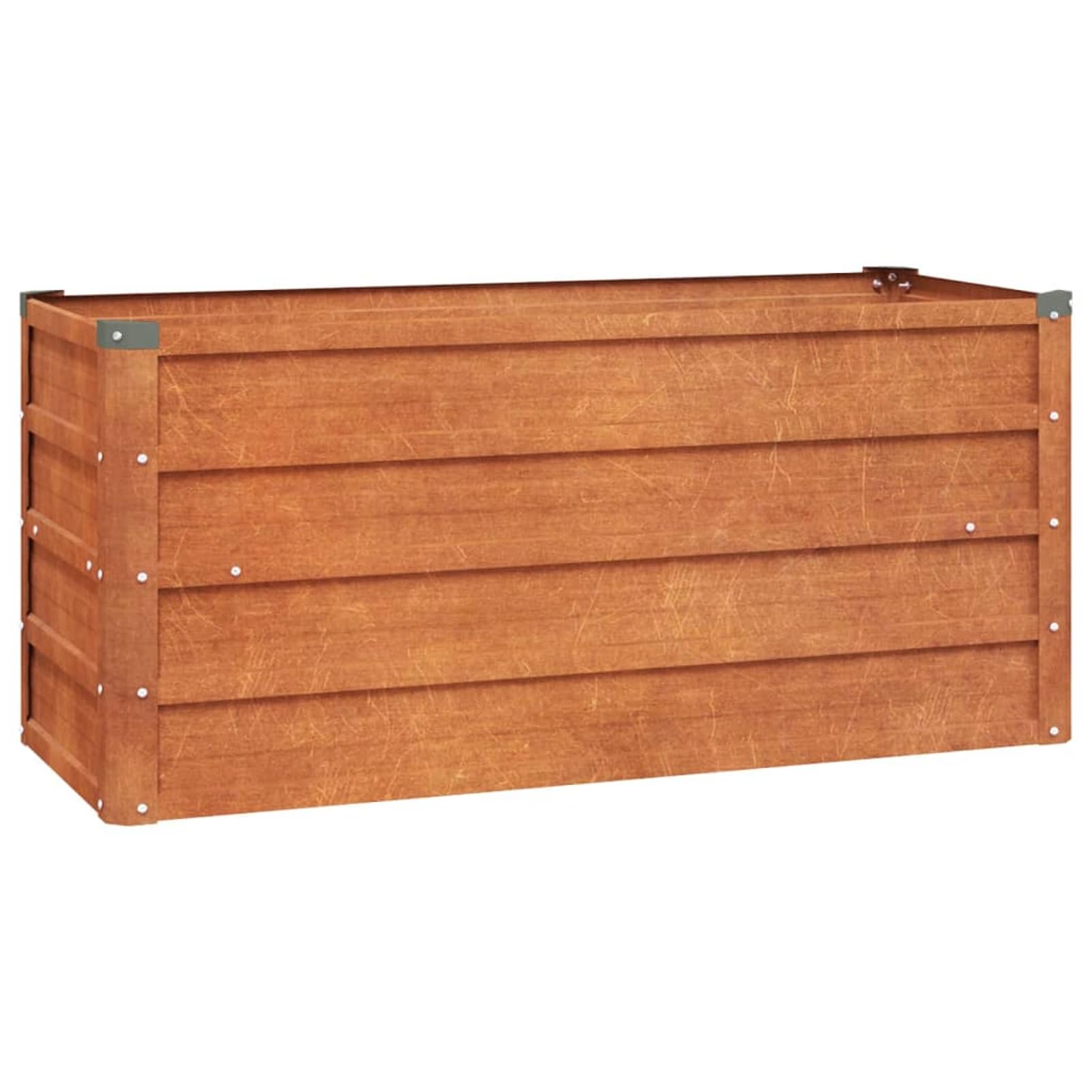 IKAYAA Bancal alto oxidado para jardín, bancal alto, metal, jardinera, 100 x 40 x 45 cm, bancal alto, balcón, jardinera, balcón, bancal, acero corten, compostador, kit de jardinera elevada
