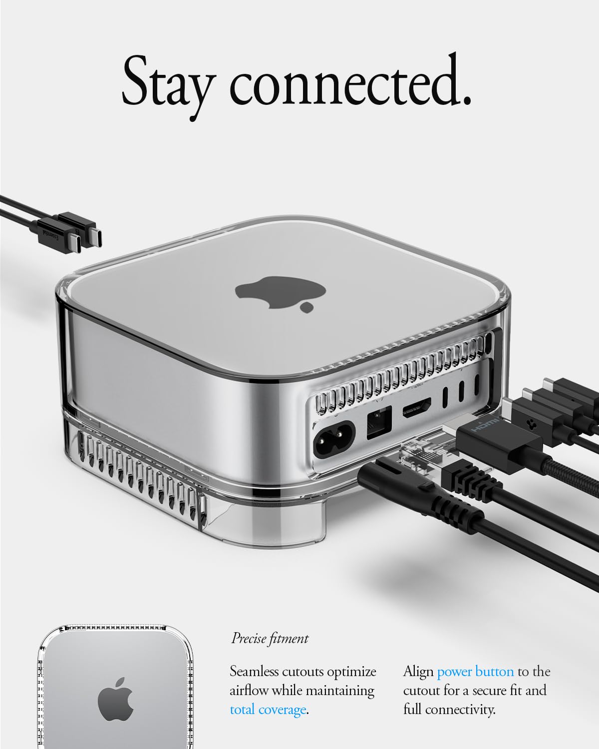 Spigen for Mac mini M4/M4 Pro (2024) Transparent Filter Case Stand