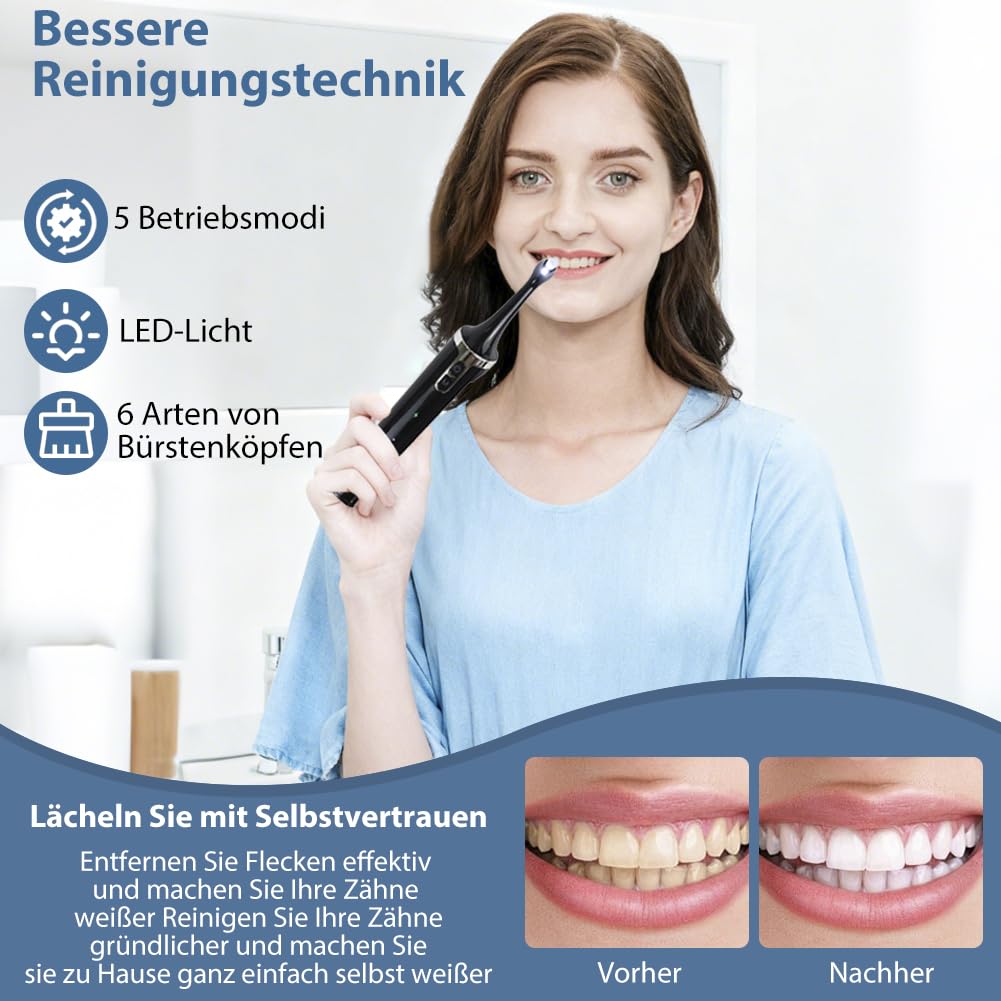 Juego de blanqueamiento dental, pulidor eléctrico con 5 modos para limpieza de dientes y blanqueamiento de dientes, juego de blanqueamiento dental con soporte para cepillo de dientes eléctrico, pared