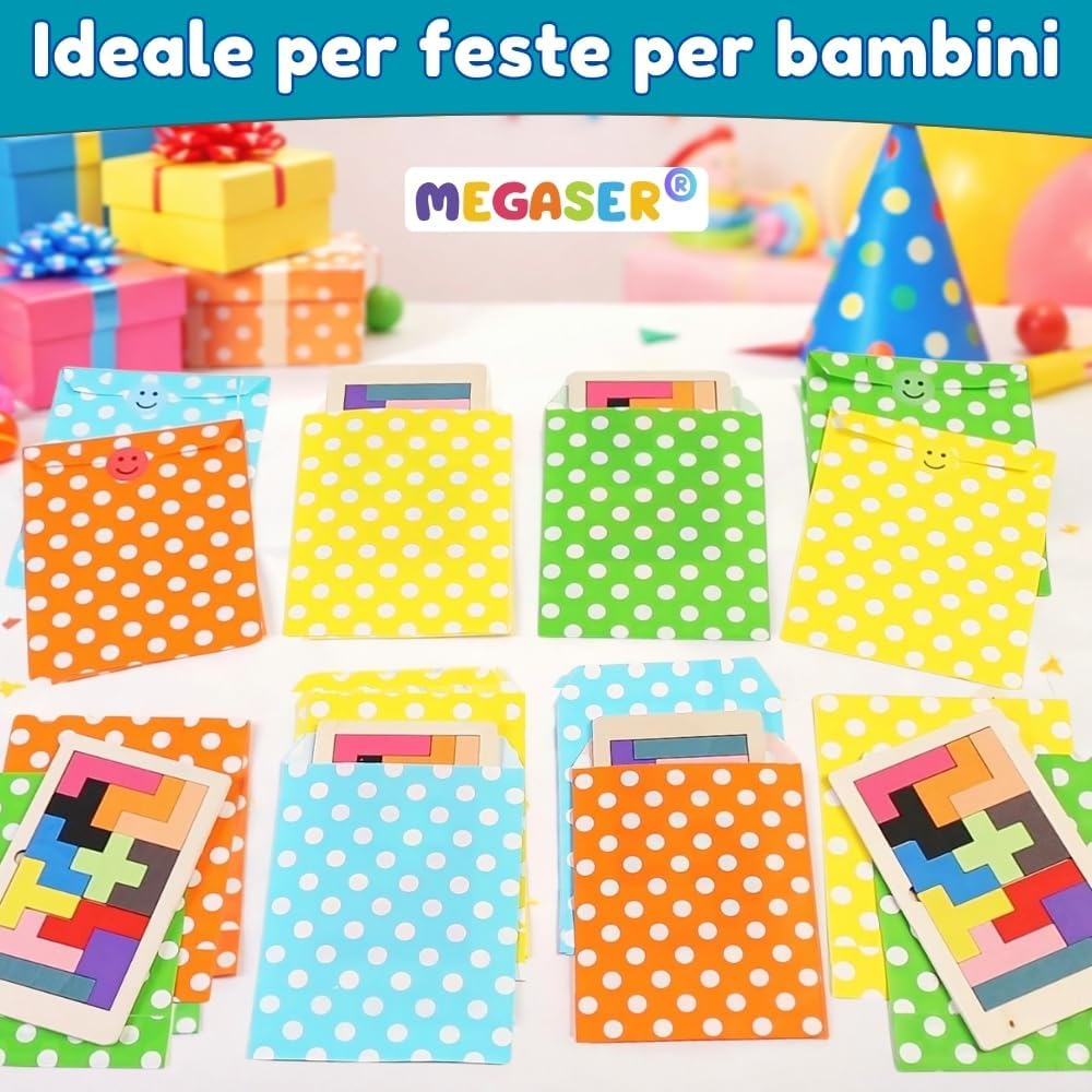 Pack 20 Mini Giochi Blocchi Legno + Sacchetti Regalini, Gadget Compleanno – immagine 8