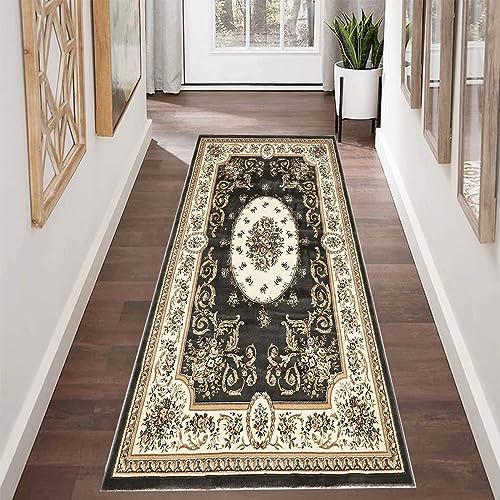 YANHONG Runner Rug for Hallway 80 x 350 cm Cushioned Comfort Long Runner Door Mat Rug Heavy Duty Non-Slip Rubber Back, for Standing Desk, Kitchen, Office, Black