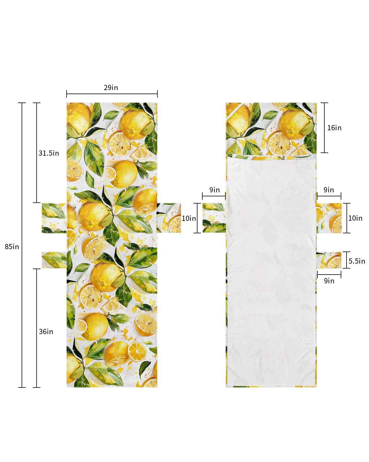 Summer Lemon Beach Lounge Chair Towel Cover, Soft Chaise Lounge Towel with Side Pockets Patio Pool Chairs Cover for Beach/Pool Sunbathing 29x85 Watercolor Summer Yellow Fruits Botanical