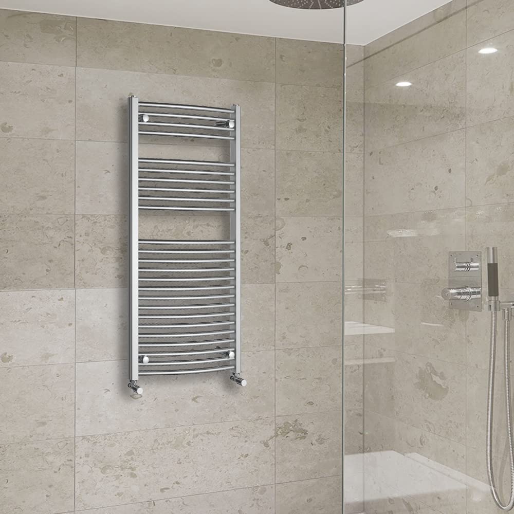 Warmehaus Chrome Curved Heated Towel Rail Radiator Ladder 1200X600mm Central Heating Radiators For Bathroom Kitchen