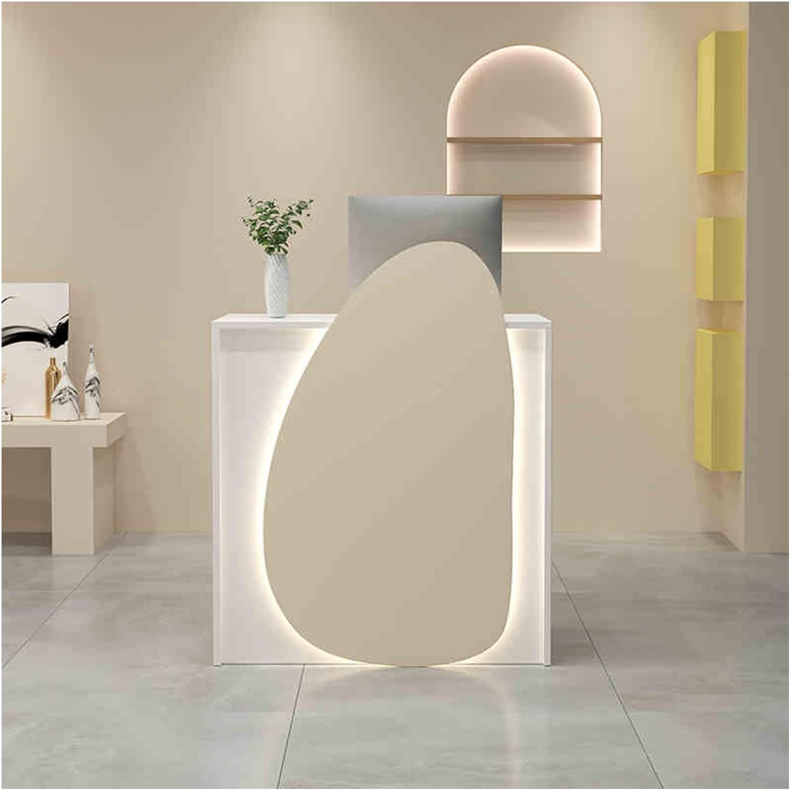 Small Reception Desk, Checkout Counter Table,Front Desk Reception Room Table, Modern Front Desk Reception Counter,for Office, Lobby, Cafe, Beauty Salon(A3,23.6x15.7x37.4in)