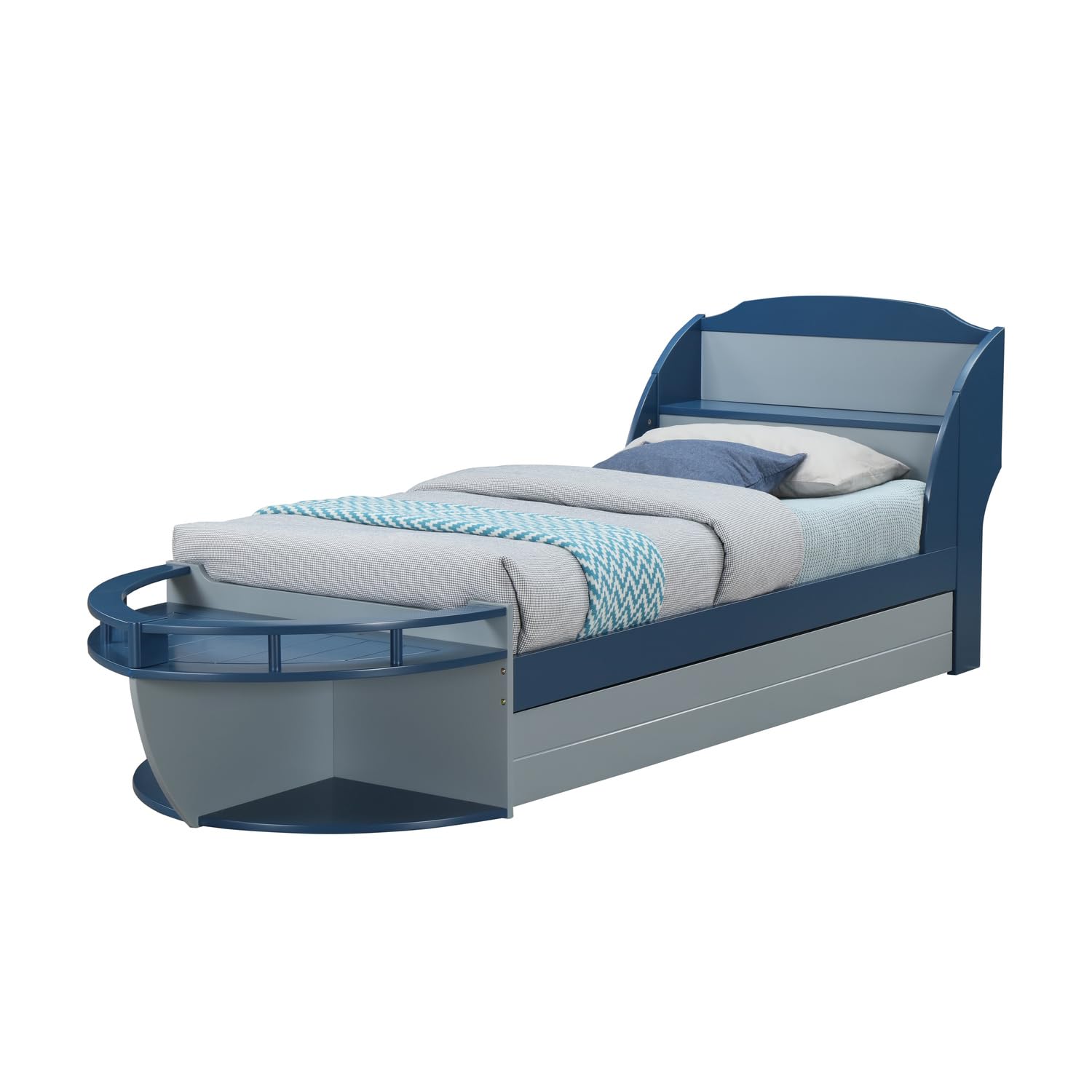 ACME Neptune II Twin Trundle with mattress, pulled out from under the main bed.