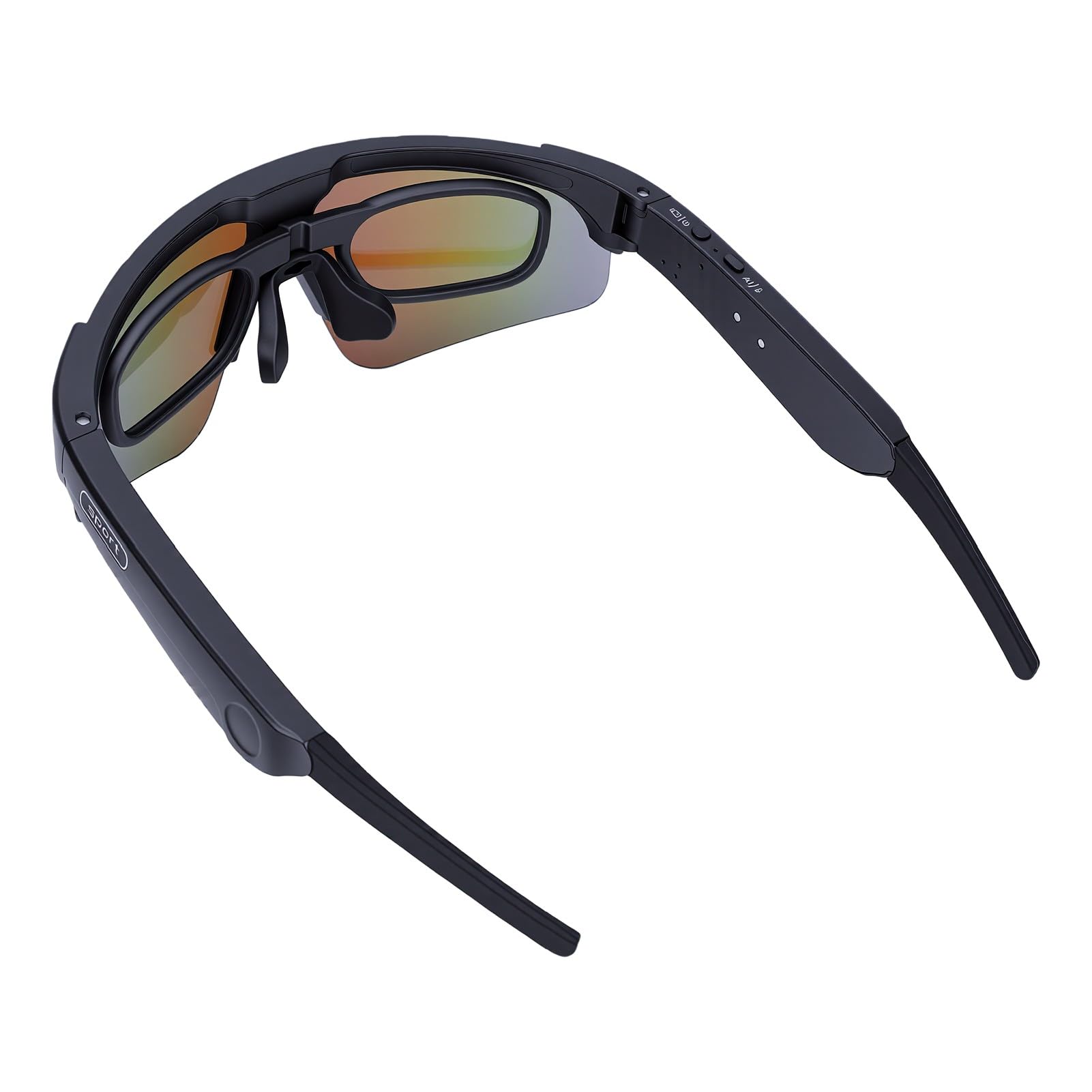 Dpofirs Gafas Inteligentes para Ciclismo, Gafas con Cámara 8 MP 4K con Grabación de Video y Estabilización EIS, con Altavoz y Micrófono para Música Llamadas, for Ciclismo Senderismo (Azul Negro)
