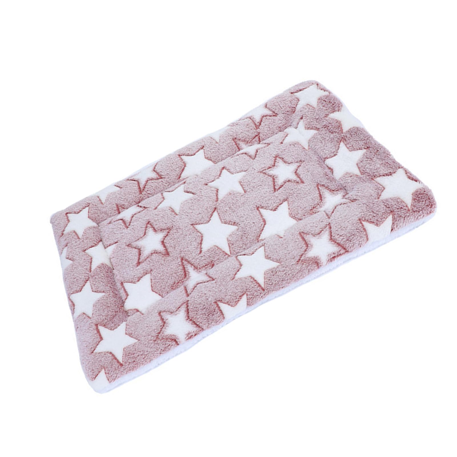 Muiltvoe Dog Warm Mat, Double Sided Plush Lambswool Flannel Pet Sleeping Pad with Pink Star Pattern, for Cats Dogs Small Medium Pets (S)