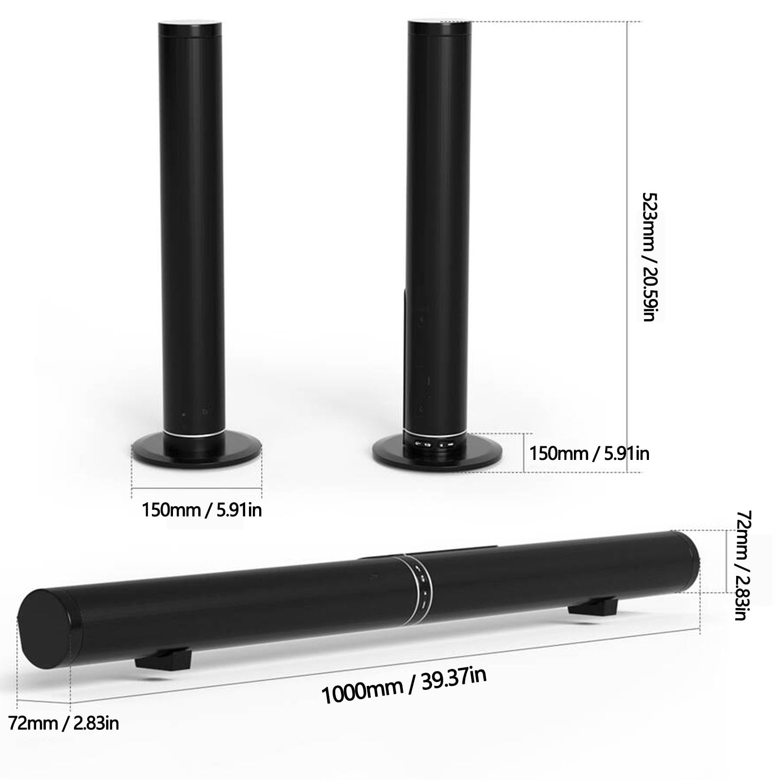 Fockety Soundbar, Odłączany Głośnik Domowy 2 w 1 Zestaw Kina Domowego z Dźwiękiem Przestrzennym Głośnik Kina Domowego do Projektorów Telewizyjnych i Komputerowych (wtyczka UE)
