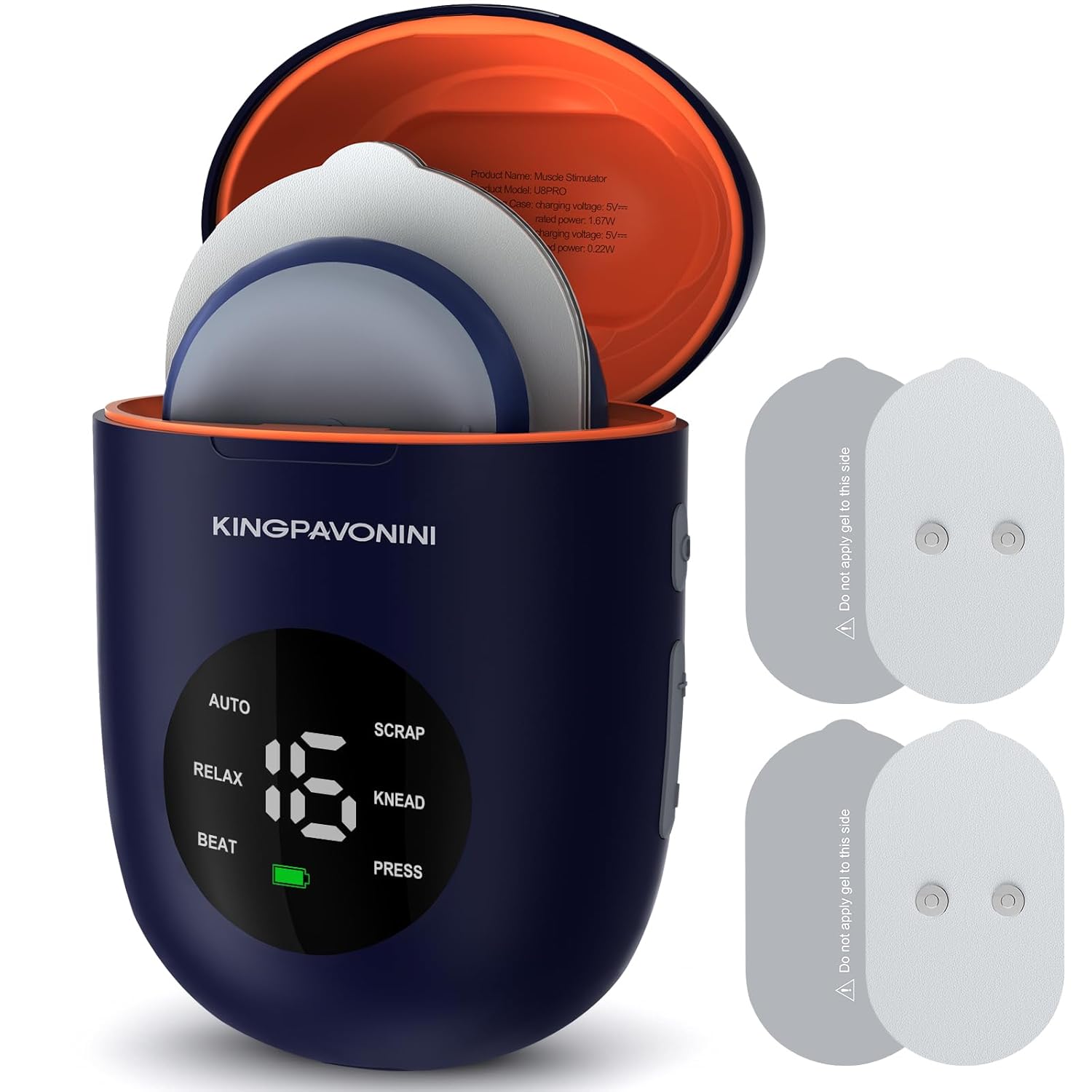 KingPavonini Wireless TENS Unit Muscle Stimulator for Pain Relief Portable Rechargeable TENS EMS Machine LED Screen Remote Dual