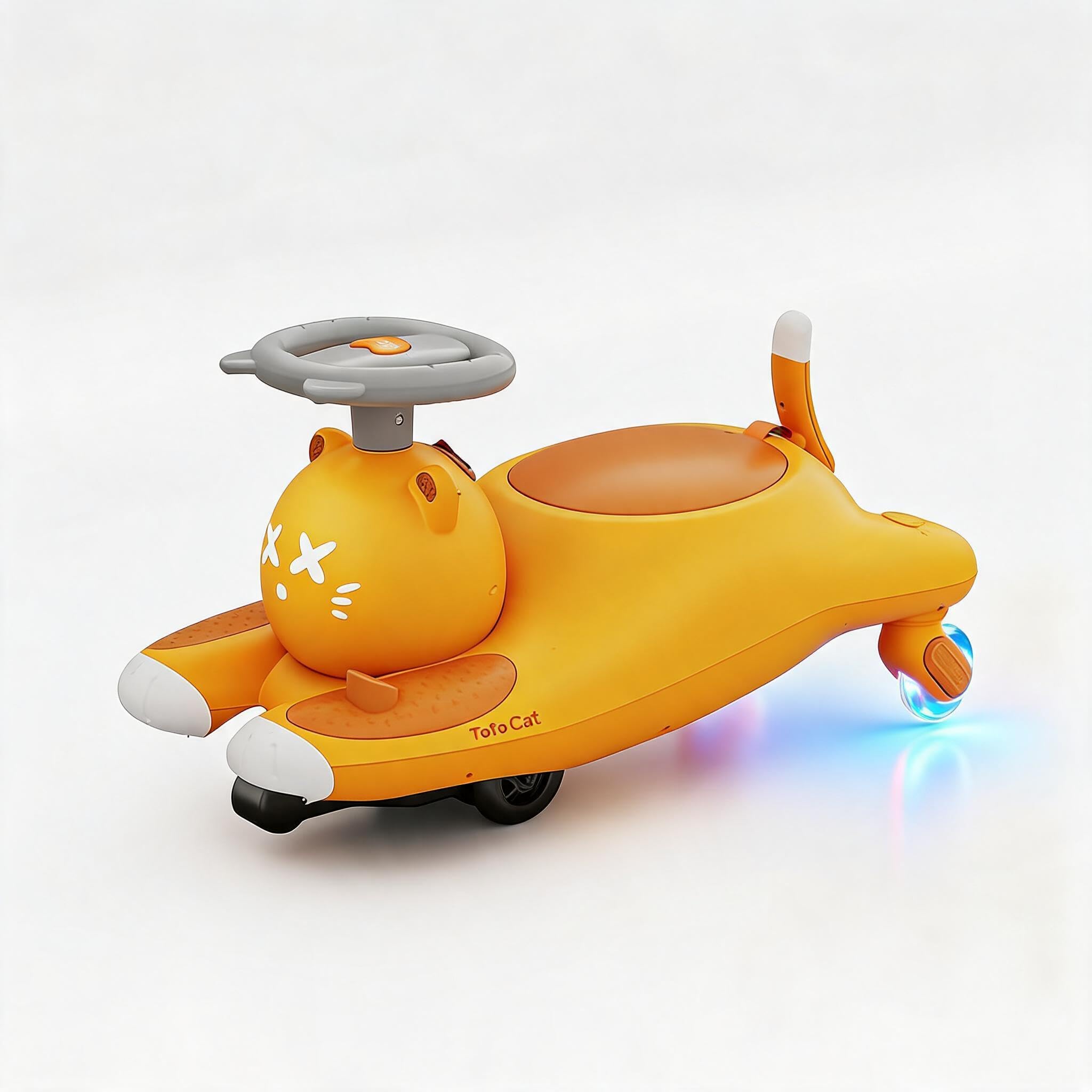2-en-1 Voiture électrique Enfant 6V Type Wiggle Car à pédales - Moteur 45W - 2 Vitesses - Direction 360° - 2 Places - Roues LED + Musique sans Fil - Couleur : Marron (Standard UE)