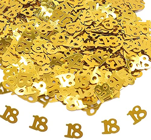 1000pcs Confettis Anniversaire 18 Ans, AONAT Confettis Or Confettis 18 Confettis De Table 30g avec Carte Papier Numéro Pour Anniversaire Mariage FêTe DéCorations