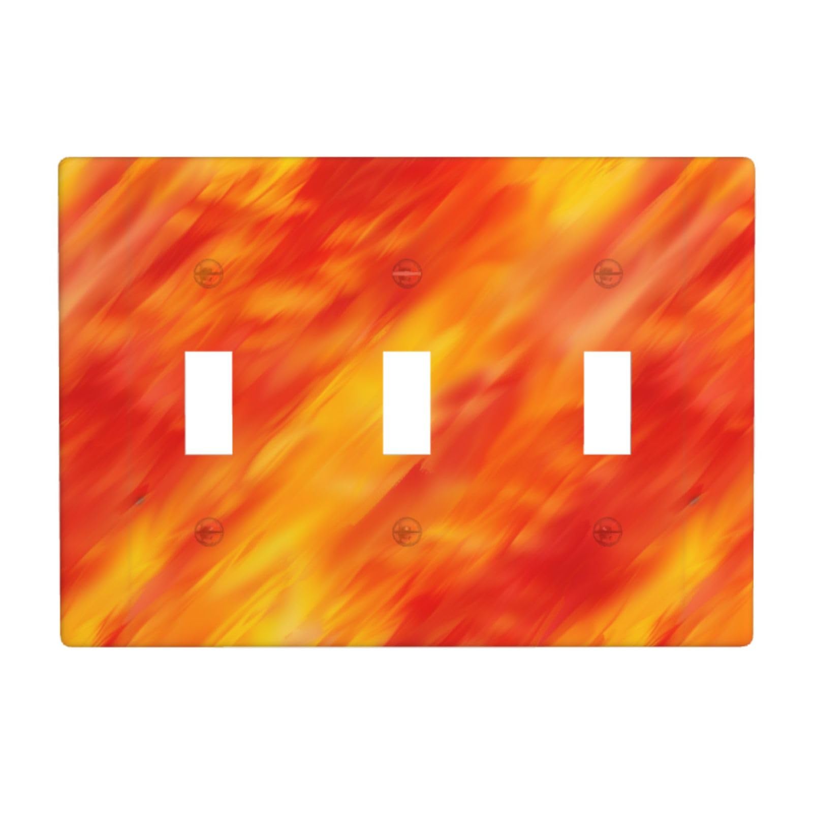 Abstract Flame Textile Pattern Orange Red Light Switch Covers 3 Gang Triple Toggle Wall Plate Switchplate Electrical Faceplate for Bathroom Kitchen Bedroom Decor