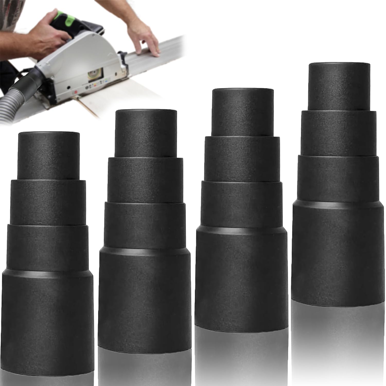 4 Pcs Universal Vacuum Hose Adapter & Reducer, Dust Extractor Adapter Compatible with Makita Random Orbital Sander, Jigsaw, Circular Saw, Power Tool Vacuum Accessories for Dust Collection