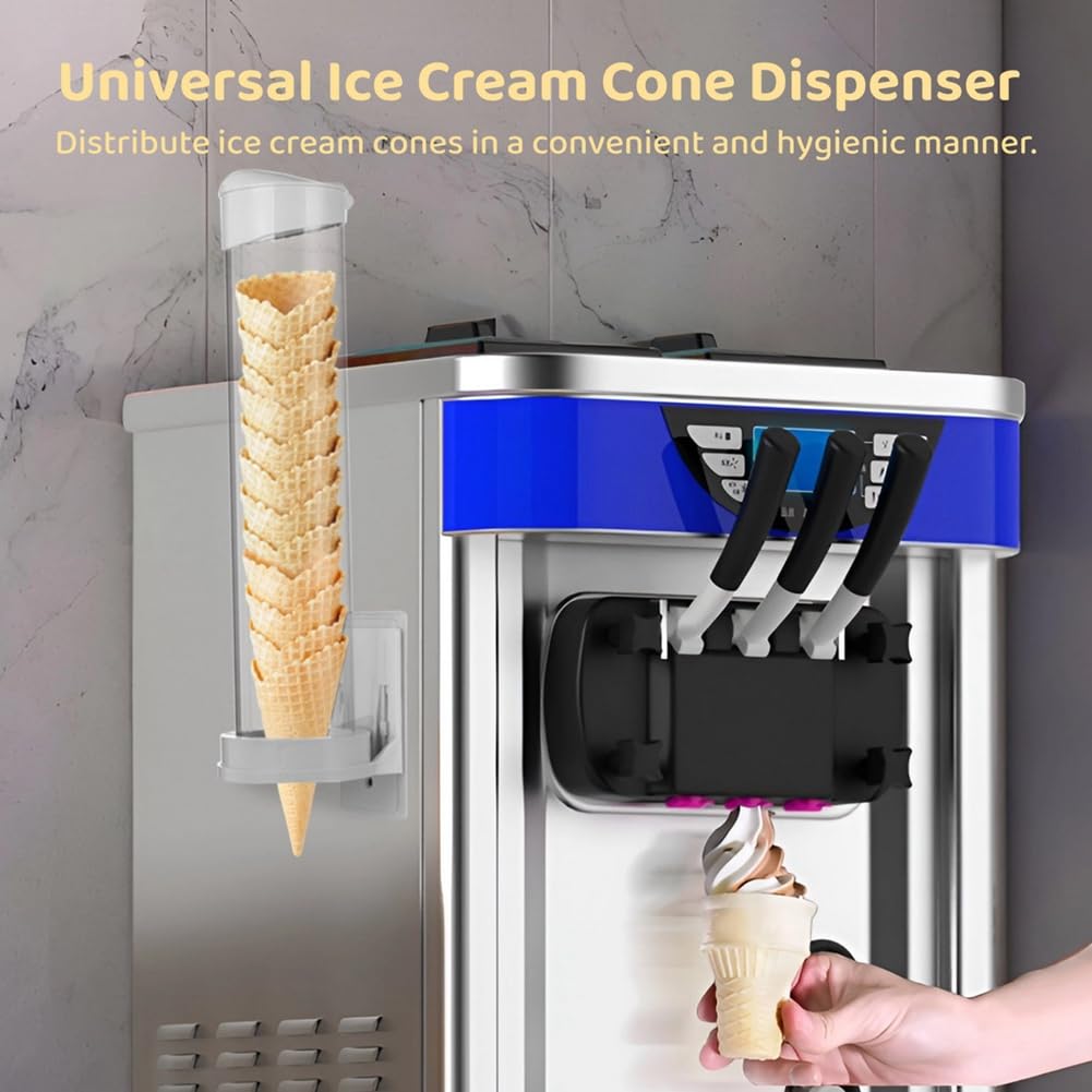 Dispensador de Conos de Helado, Soporte para Conos de Waffle, Tubo de Plástico para Almacenar Conos de Waffle con Placa Magnética y Placa Adhesiva.