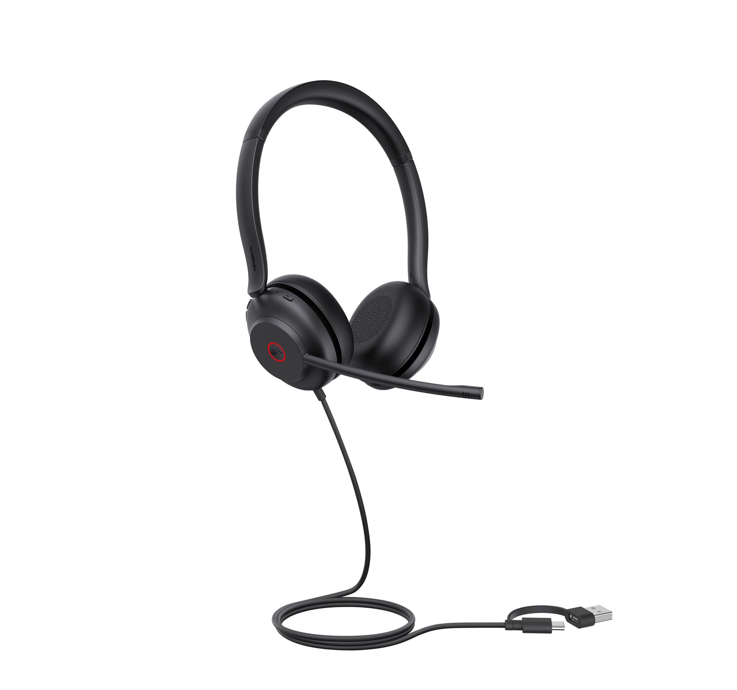 Yealink UH35 Casque USB Professionnel, Double Fil, avec Microphone antibruit, Mode Appel et Musique, Design léger et Confortable, stéréo, certifié par l'équipe