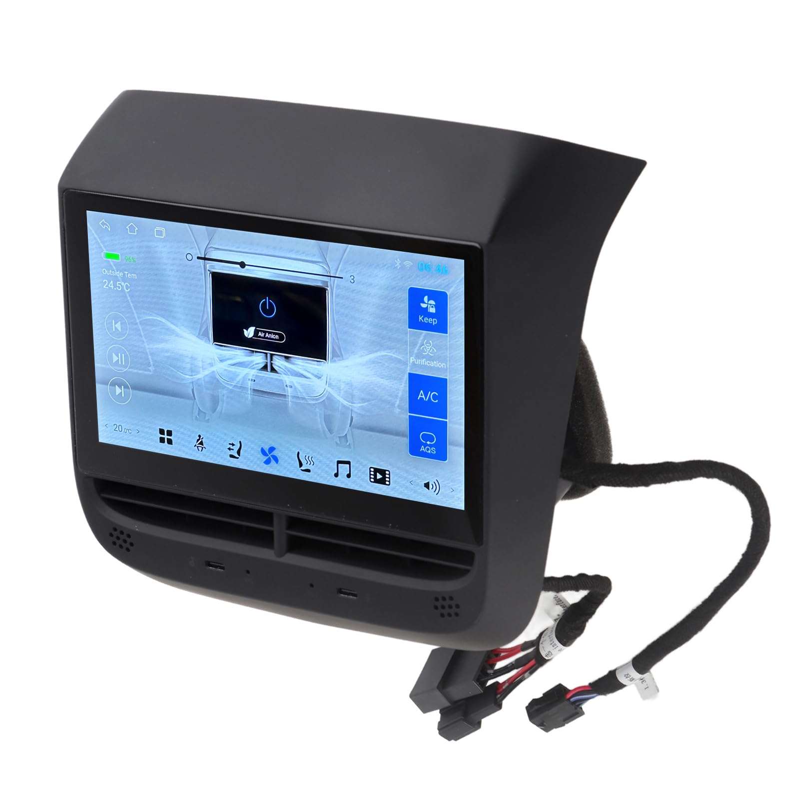 Focket Écran de siège arrière pour Model Y /3 2019-2023, 7in Touch Screen Rear Seat Display Screen for/Y, Rear Entertainment System with Air Condition Control, Seat