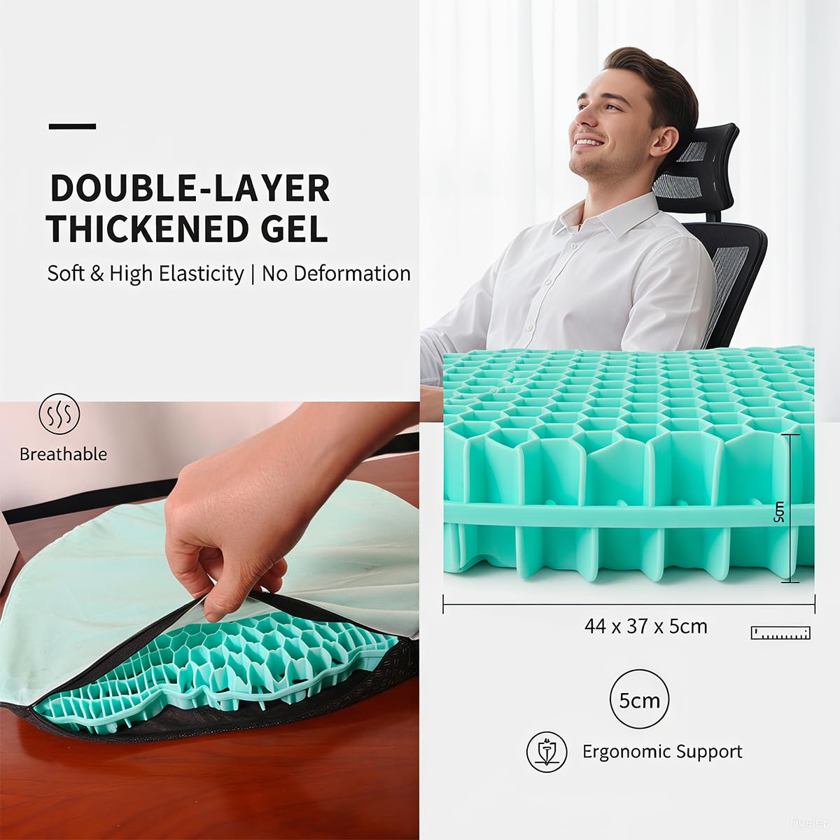 masteymoh Cuscino per seduta in gel di silicone, per alleviare l'affaticamento della seduta, cuscino da seduta in gel a nido d'ape, per alleviare il dolore e la pressione, cuscino rinfrescante a nido