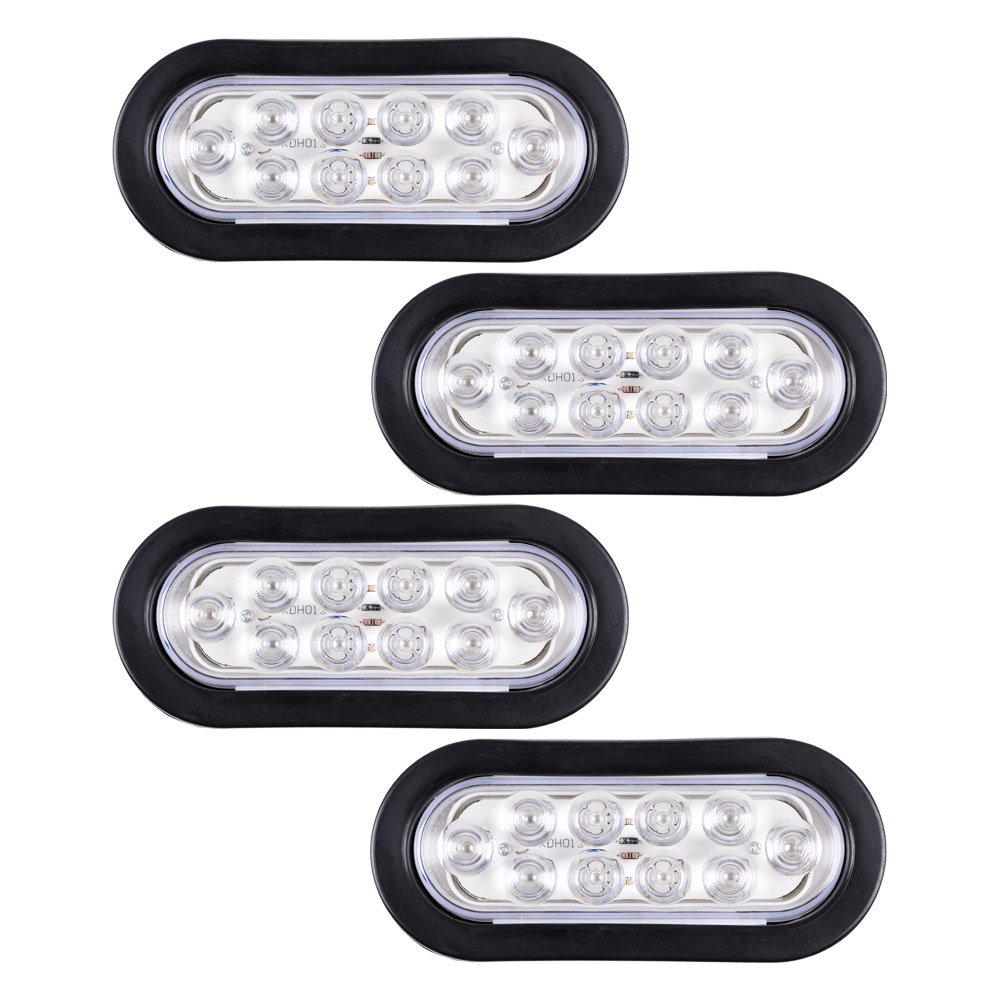 Anzio Set of 4 Clear Oval Oblong Shape 10-LED RED Stop Brake Tail Light 6