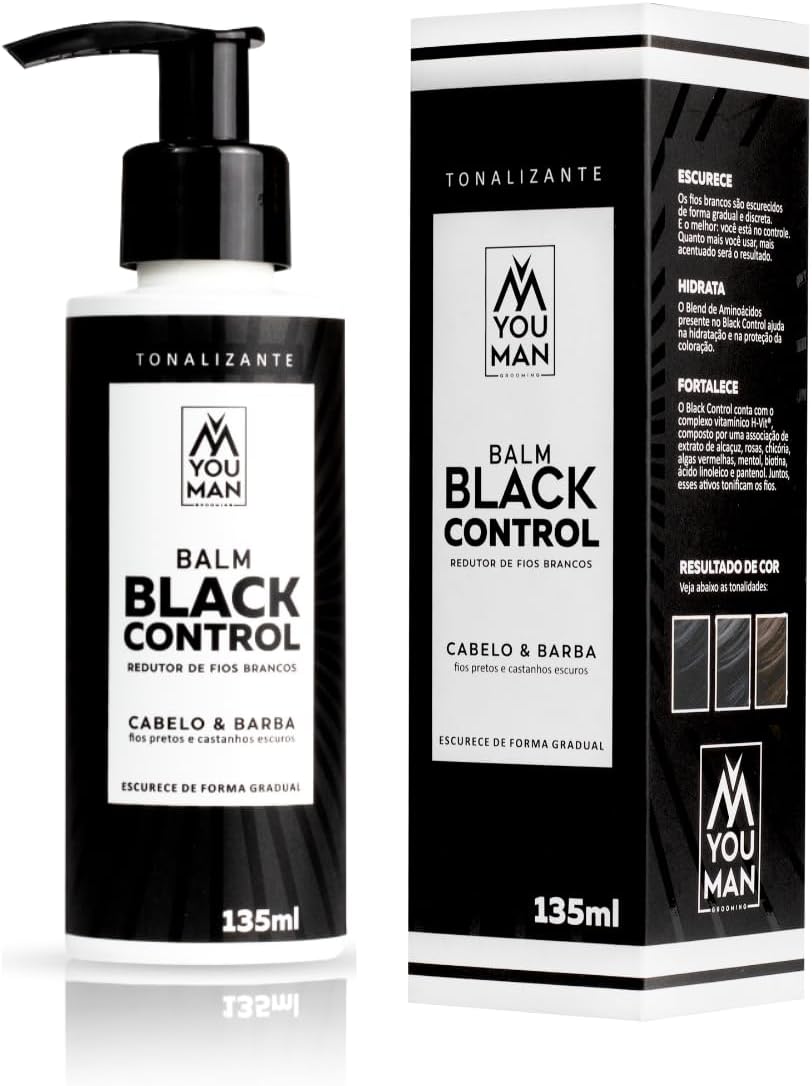 Tonalizante Black Control Escurecedor Reduz Fios Brancos Cabelo e Barba You Man 135ml
