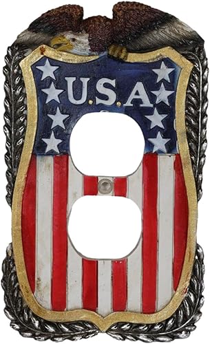 Ebros Gift Juego de 2 placas de pared rústicas patrióticas occidentales con águila calva en la bandera de Estados Unidos vintage, bandera de Estados