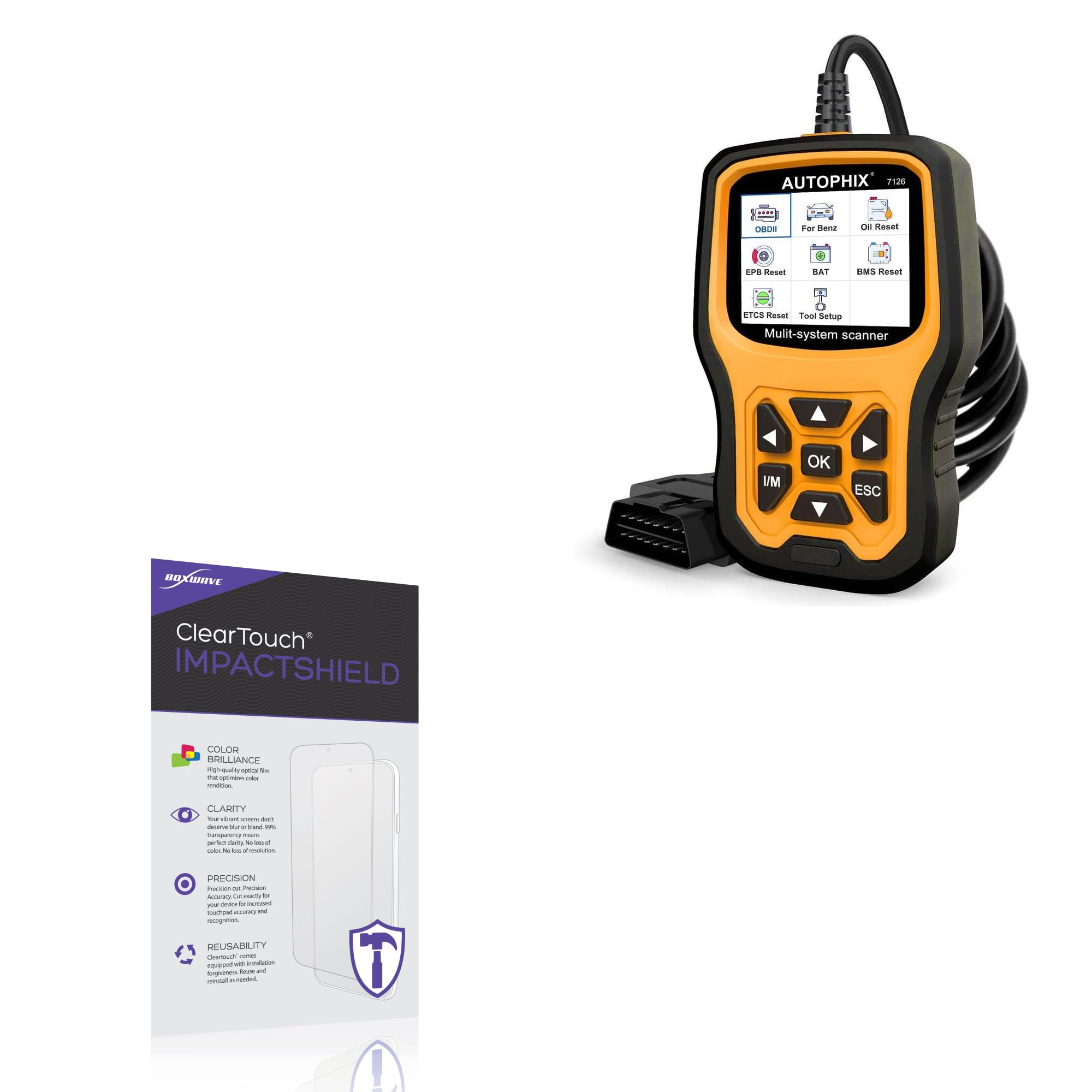 BoxWave Screen Protector Compatible with Autophix OM126EU - ClearTouch ImpactShield (2-Pack), Impenetrable Screen Protector Flexible Film