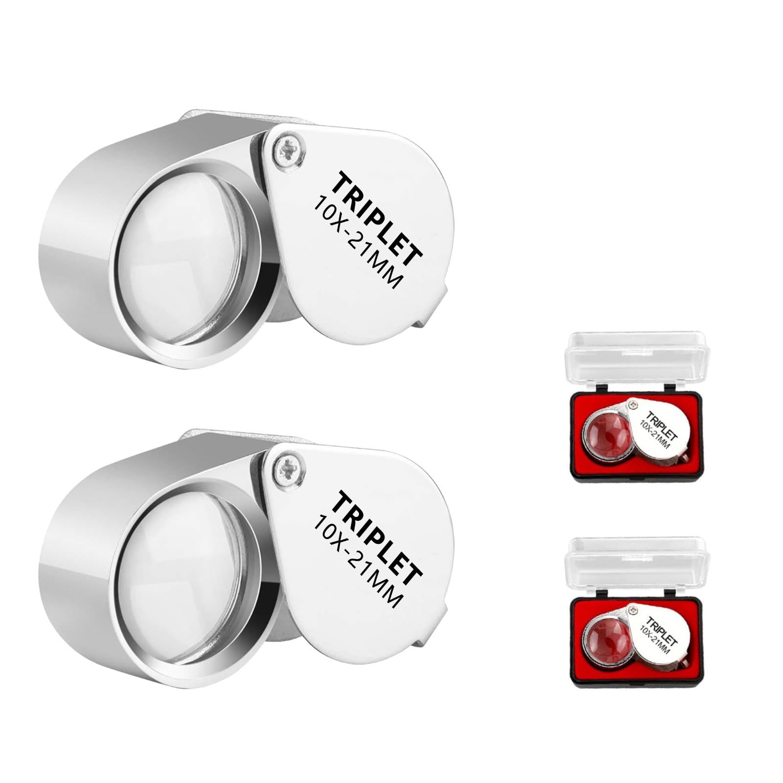 Siliget 2Pcs Jewellery Magnifier, 10X Folding Handheld Jewellers Loupe Magnifying Glass for Jewellery Identification, Scientific Document, Newspaper Books Reading (2pcs 10X)