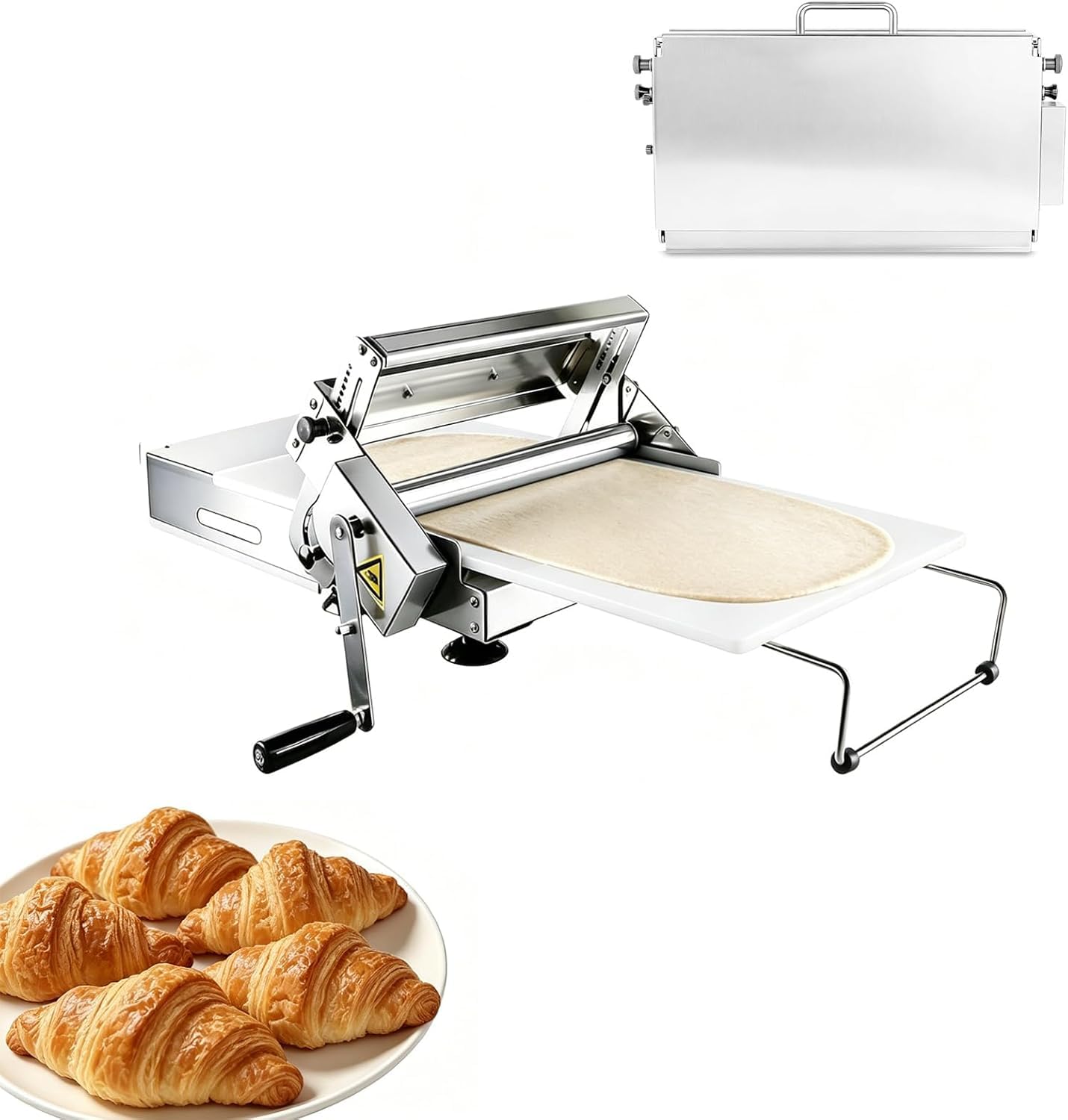 Sfogliatrice Elettrica Professionale per Pasta - Spessore Regolabile (2-30 Mm) Rullo in Acciaio Inox per Pasta, Croissant E Prodotti da Forno (Versione 22.7) Hand-cranked 12