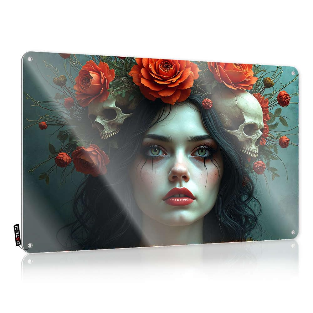 Fzfn Colour Skulls, Roses, And Vibrant Red Lipstick Scandinavian Posters | Cool Bedroom Accessories Vintage Style Soft Area Dining Decoration Easy Hang(30X40cm)