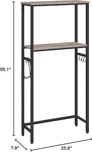 Miniatura 3 de HOOBRO Almacenamiento sobre el inodoro, estante organizador de baño de 2 niveles, con soporte para papel higiénico y ganchos, resistente y duradero,