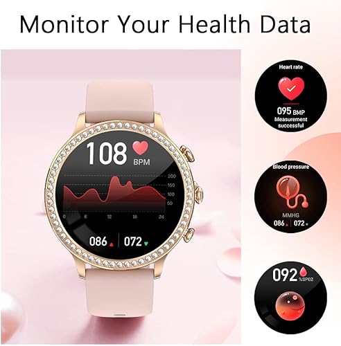 Miniatura 4 de Reloj inteligente para mujer, para hacer o responder llamadas, salud femenina, frecuencia cardíaca, presión arterial, monitor de oxígeno en sangre,