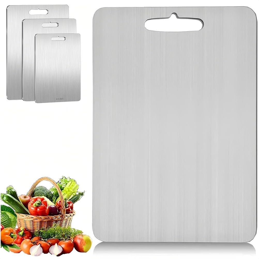 BESTXH Titanium Cutting Board, 100% Pure Titanium Cutting Boards, Stainless Steel Cutting Board, Double Sided Medical-Grade Titanium Cutting Mat, for Home Kitchen Outdoor,Square,46 * 30cm