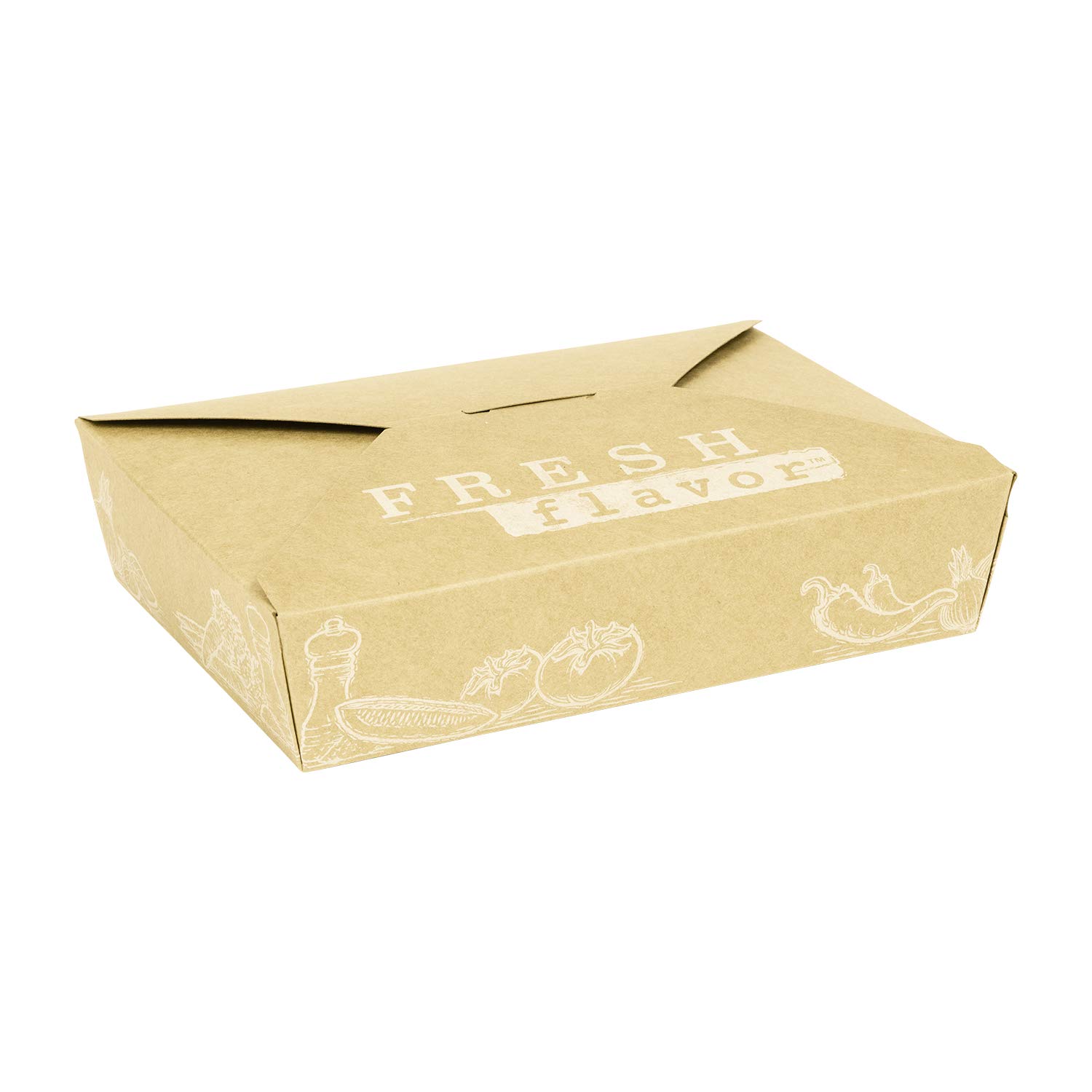 Inno-Pak191619813 Compostable Innobox Edge #2 Take Out Container, Kraft, 36-fl oz, 7.8" x 5.5" x 1.9" (Pack of 140)