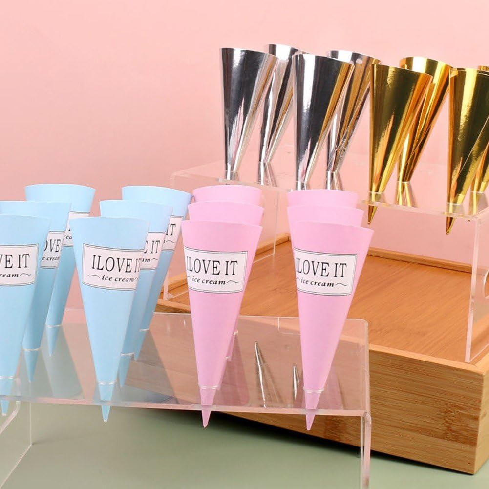 Lot de 100 cônes de neige jetables en papier pour desserts glacés, parfaits pour les glaçons, la neige fondue et les sorbets