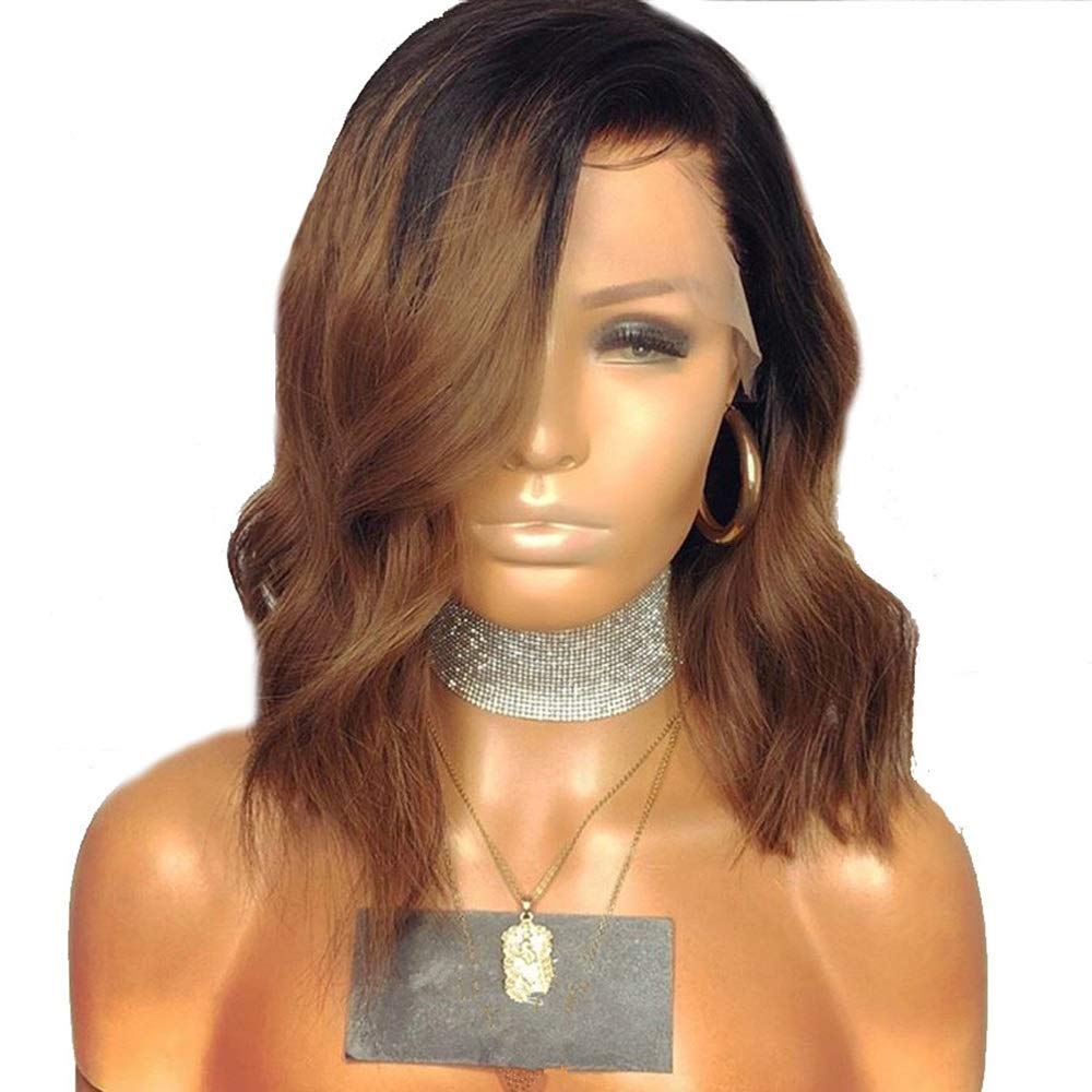 Perruque lace front courte cheveux bouclés 14 pouces tissée main