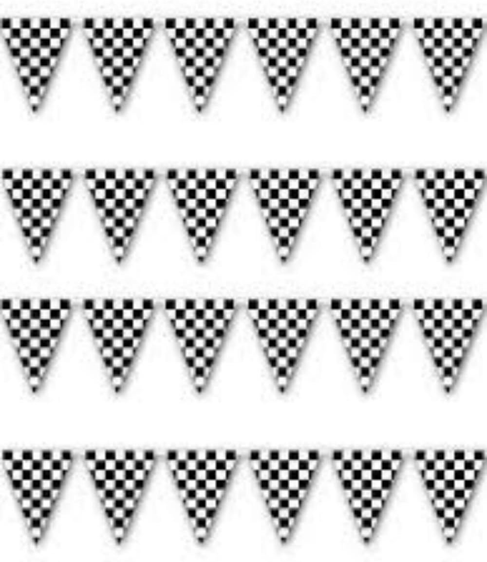 12x18 Black and White Checkered Bunting Flags Banner 100ft Long String