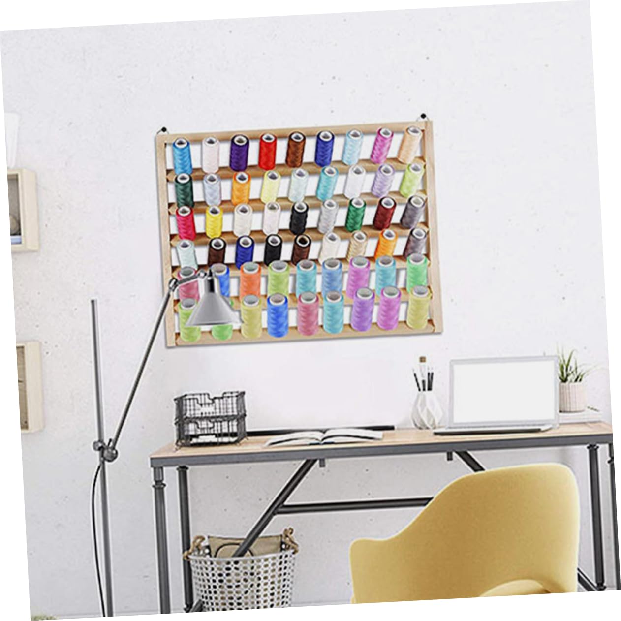 jojofuny 1 Satz Spulenständer Stickgarnhalter Stickerei Faden Handwerk tischdeckenklammern schreibtischorganizer Nähwerkzeugständer Nähenfäden Organisator Sticker Spulenhalter hölzern