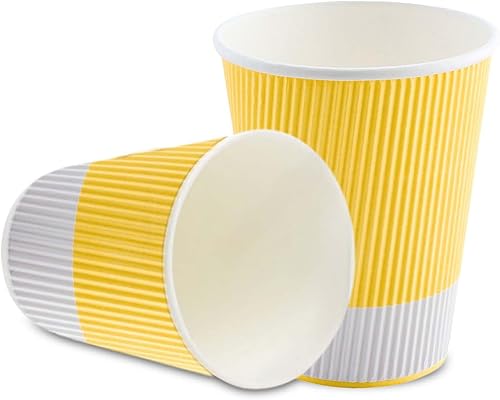 Vista 362 de Vasos de café de papel aislado de pared corrugada, 8 oz, Anaranjado