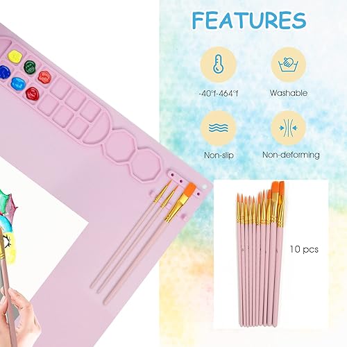 Miniatura 9 de Tapete de pintura de silicona, tapete de silicona de 20 x 16 pulgadas para fundición de resina, hoja de silicona antiadherente, tapete de silicona