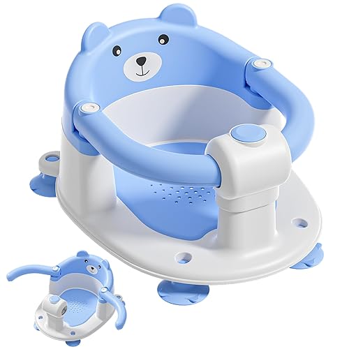 Asiento de baño para bebés de 6 meses en adelante, silla de baño infantil para recién nacidos, asiento de bañera antideslizante con ventosas y cojín