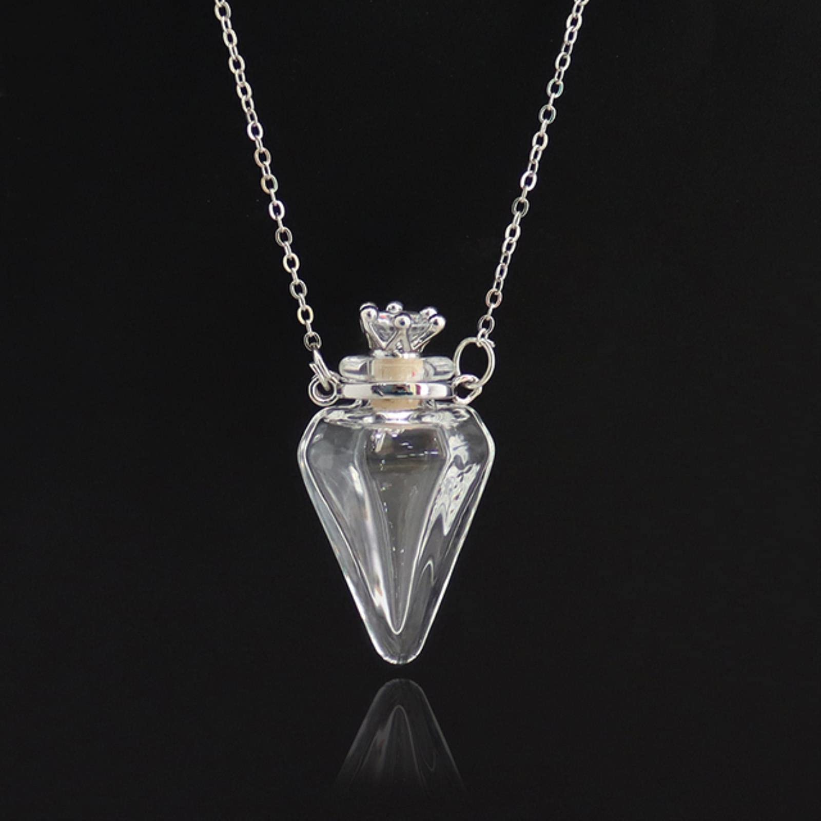 Hcma Cone 1Pc Glass Heart Vial Cremation Pendant Necklace Ash Case Holder Keepsake Necklace Memorial Jewelry Urn Necklace For Ash