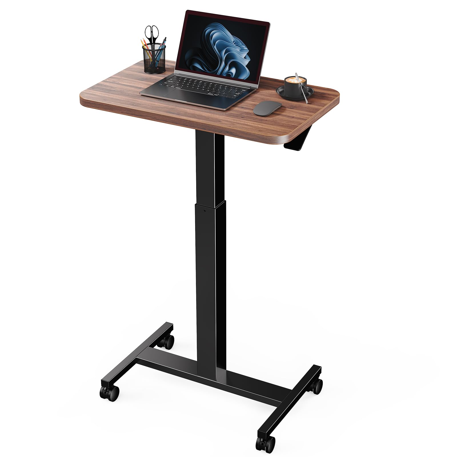 Marsail Mobile Standing Desk Wider Height Adjustable Computer Desk Rolling Sit Stand Desk with 4 Lockable Wheels Desk