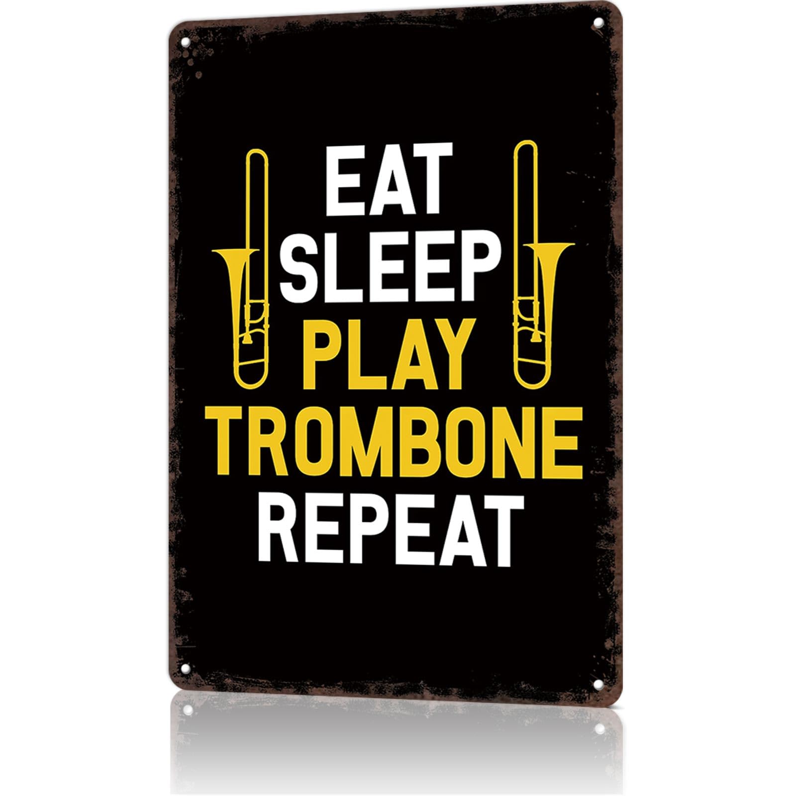 KWQDOZF Vintage Metal Signs Eat Sleep Play Trombone Repeat Funny 8x12inch