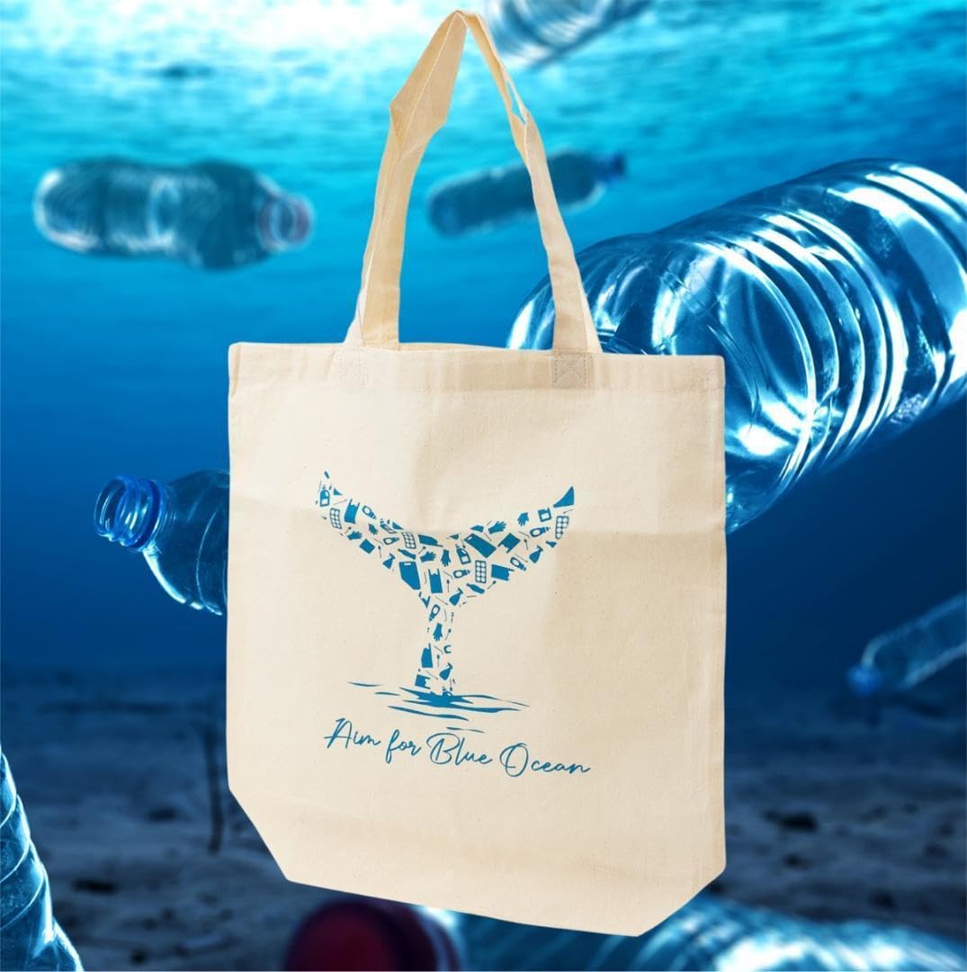 Amazon.co.jp: 薄手トートバッグ クジラ の 尾 Aim for Blue Ocean