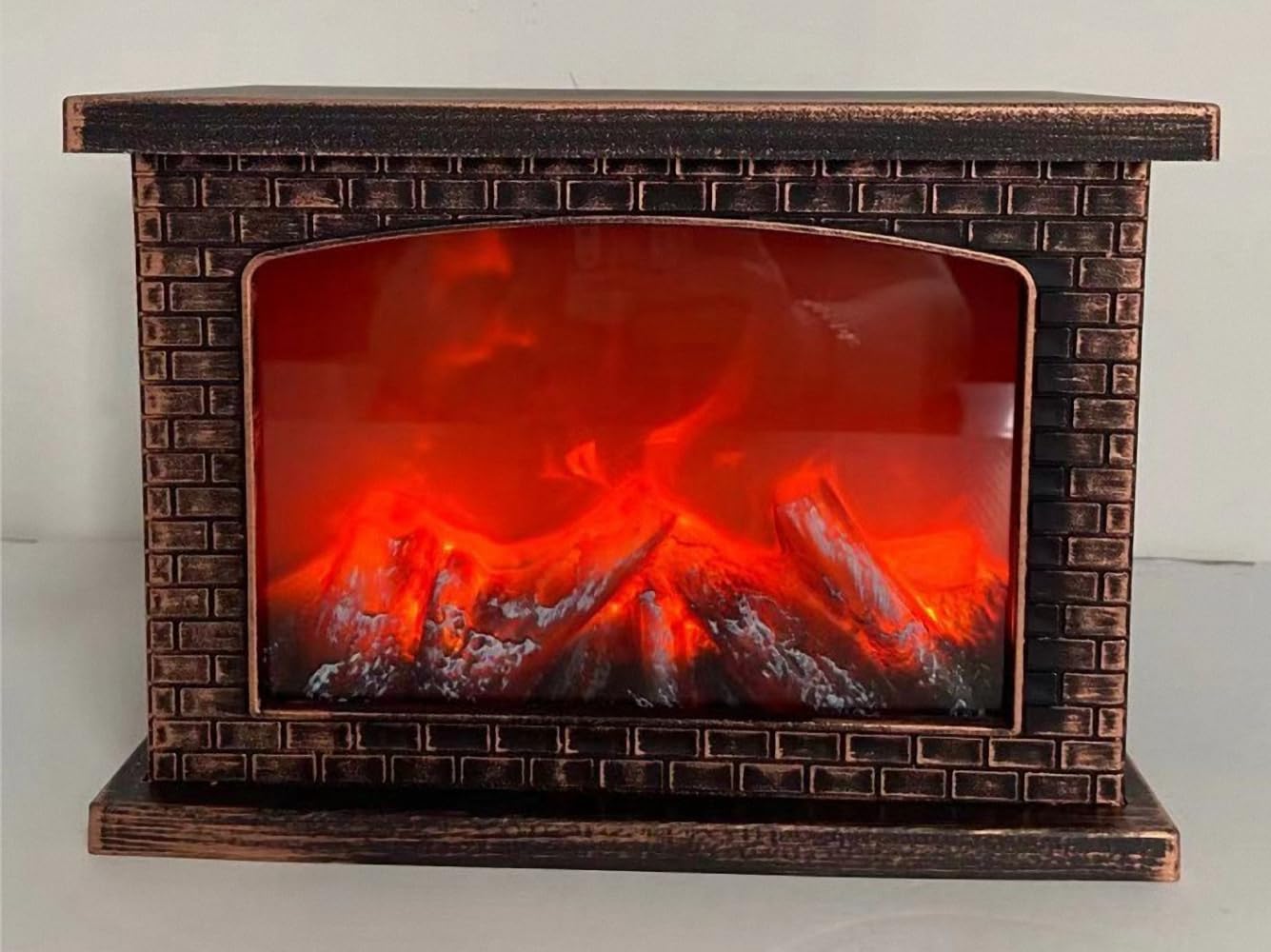 Small Cozy Fireplace Lantern Traditional Realistic Log Wood Burning Flame Effect Ligh LED Charcoal Style Table LampFor Indoor & Outdoor Use — image 1