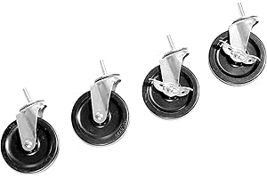 Seville Classics Heavy Duty Zinc-Plated Stem Threaded Swivel Locking Casters for Shelving...