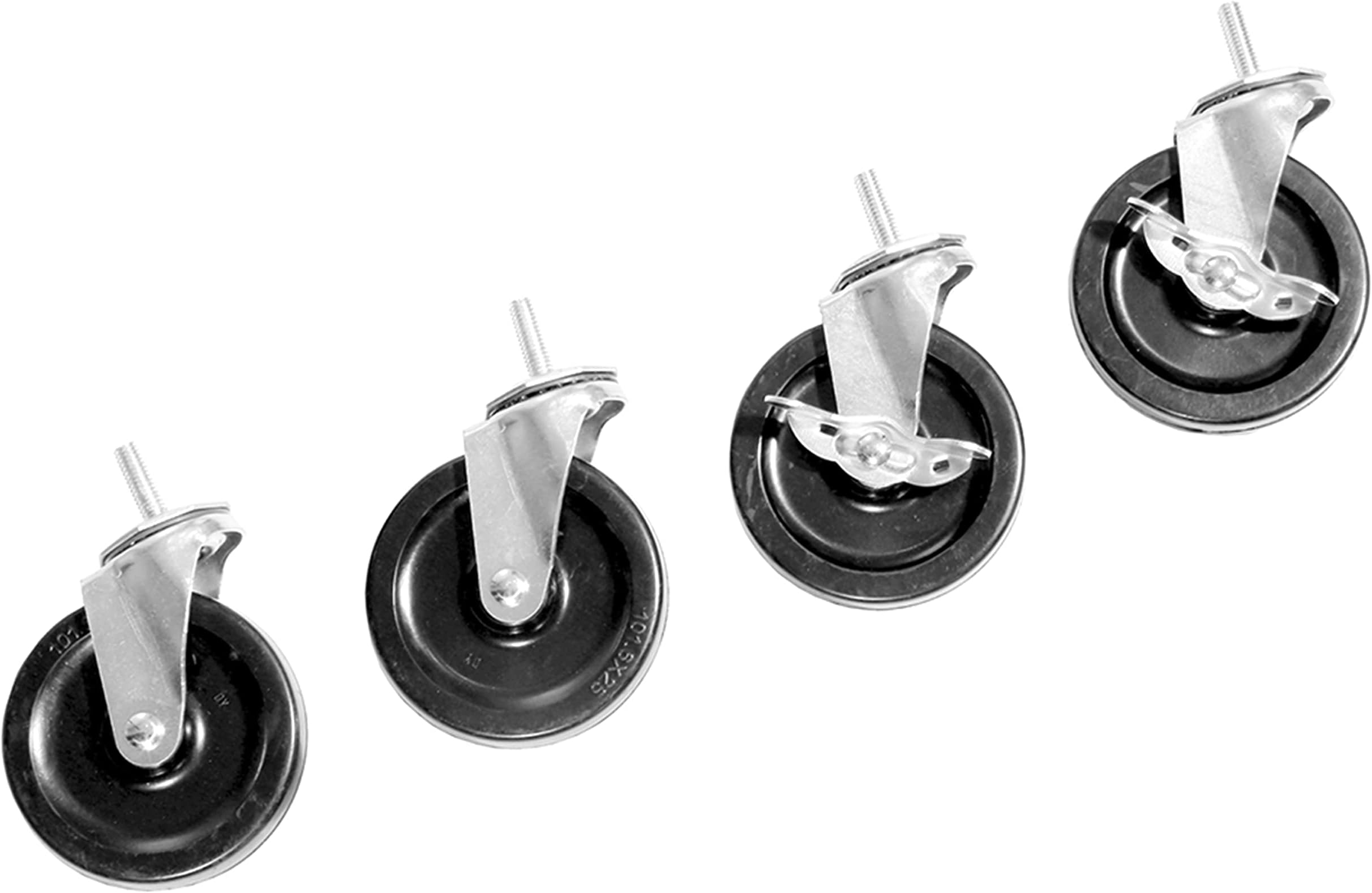 Seville Classics Heavy Duty Stem Threader Swivel Locking Casters Set of 4 Wheels, for Office, Kitchen, Garage, Warehouse, Steel, 3" Diameter, Shelving Wheel