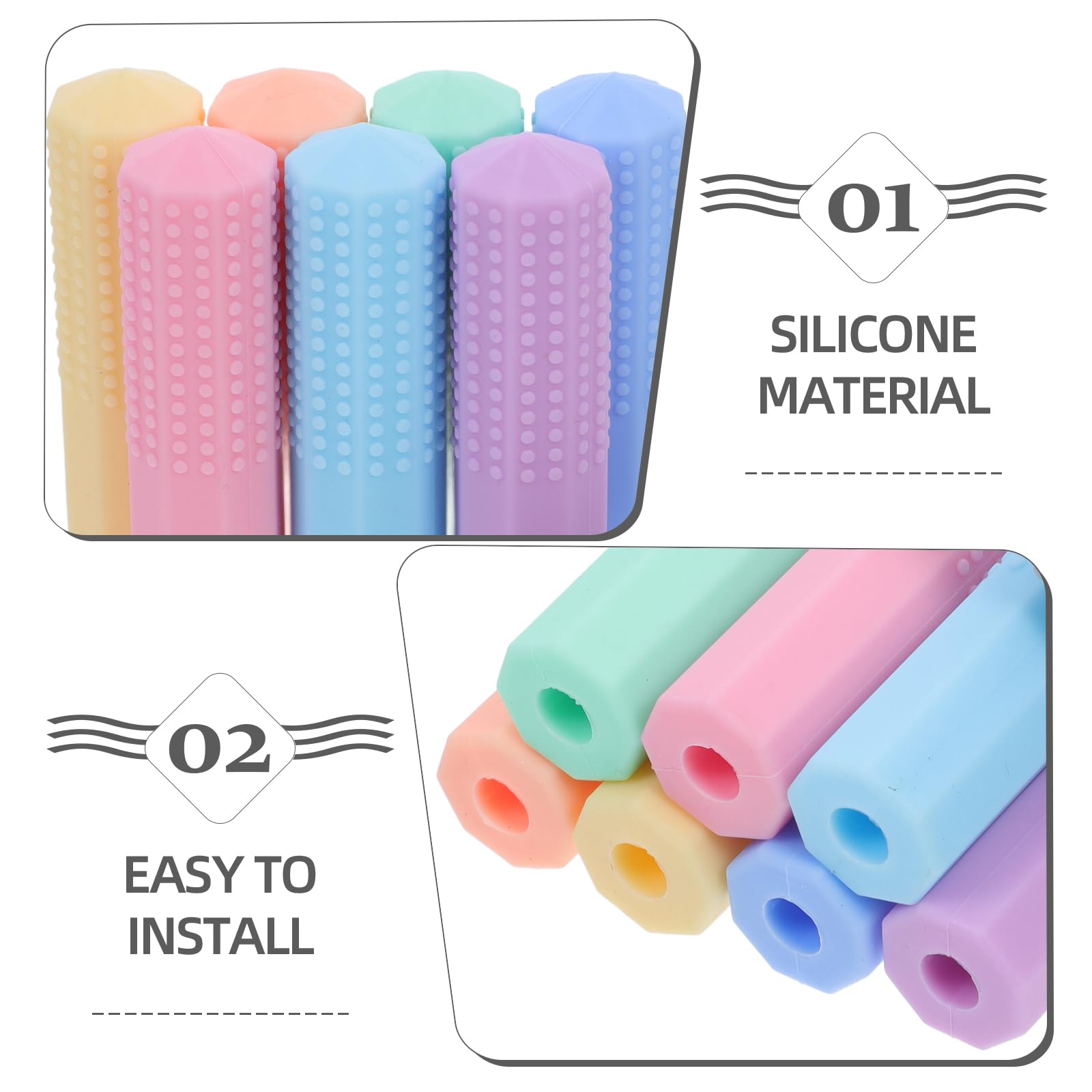 Lot De 8 Capuchons De Crayon En Silicone Colorés - Jouets Sensoriels à Mâcher Pour Concentration - Enfants, Besoins Sensoriels, Classe
