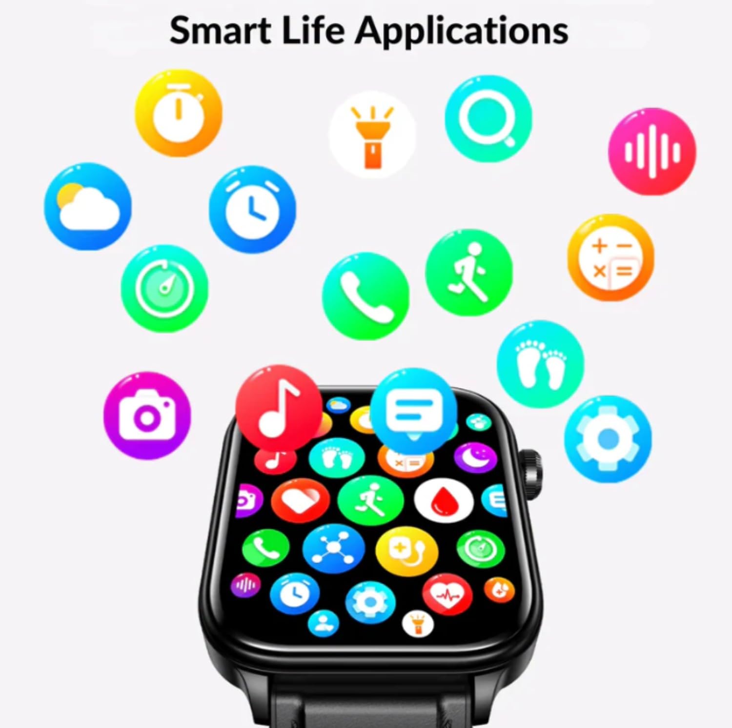 GlucoCare SOS Smartwatch für Männer & Frauen (Schwarz) | Automatischer Sturzerkennung, 24/7 Gesundheitsüberwachung und Aktivitäts-Tracking für Senioren