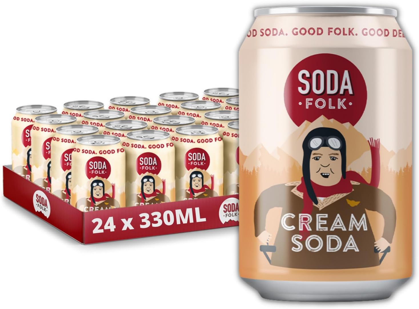 Cream Soda, American Style Fizzy Drinks, Real Maple Syrup, Sweet Refreshing Soft Drink, The Prime Drink, Nostalgic Flavours, Gluten Free & Vegan (24 x 330ml Cans)